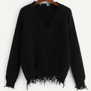 fray black sweater for fall